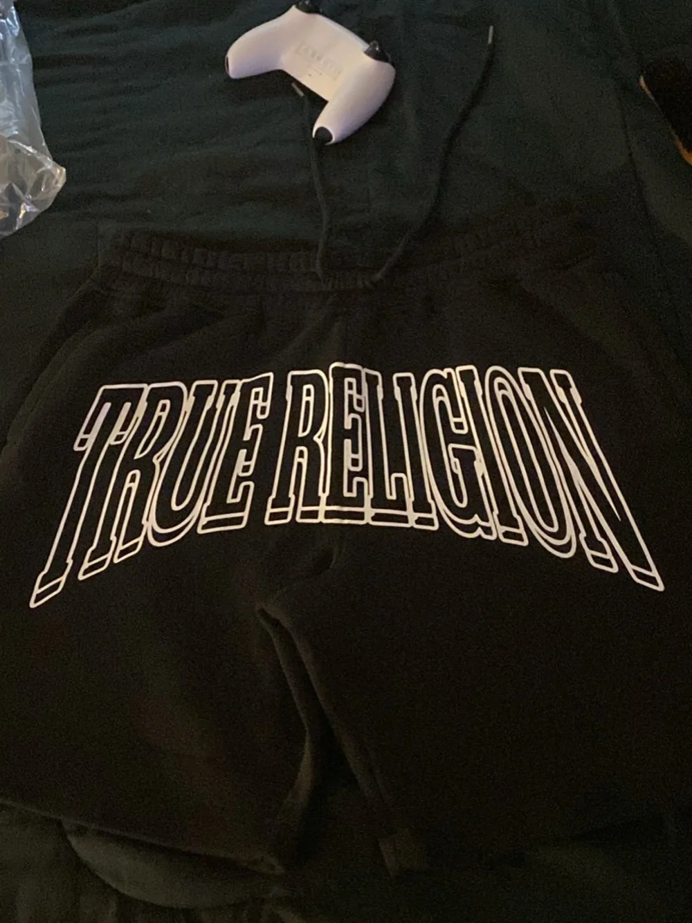 True Religion Black mens Shorts with Logo Pocket